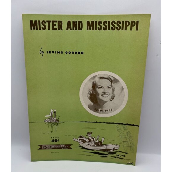 Mister and Mississippi Piano Sheet Music Irving Gordon 1951 Patti Page - Picture 2 of 6